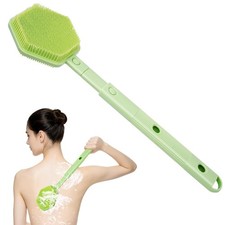 Silicone Back Scrubber for Shower with 21" Extendable Handle-Dual-Sided Long ...