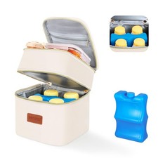 Cream XS 1 Insulated Portable Baby Breastmilk Cooler Bag Ice Pack 4 Bottles 5 Oz