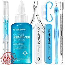 Glamonade Cuticle Remover Kit Gel Oil Nipper Pushers Brush File