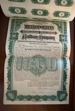 Metropolitan Cross Town Railway $1000 bond 1890 Not cancelled Signed by Widener