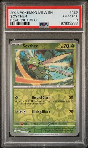 Scyther 123/165 PSA 10 Pokemon 151 Reverse Holo Card English Low Pop Rare #123