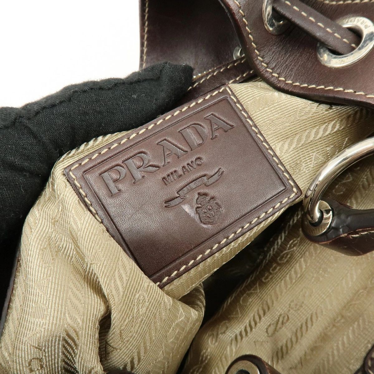 PRADA Logo Jacquard Canvas Leather Shoulder Bag BR3433 Auth Used thumbnail 23