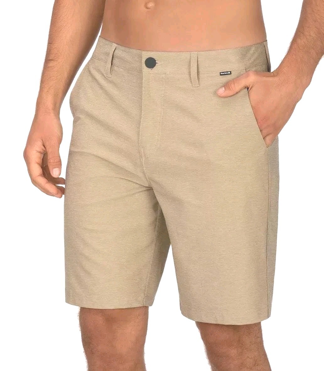 Hurley Phantom Hybrid Walkshorts Size 31 Tan Khaki Quick Dry Stretch EUC
