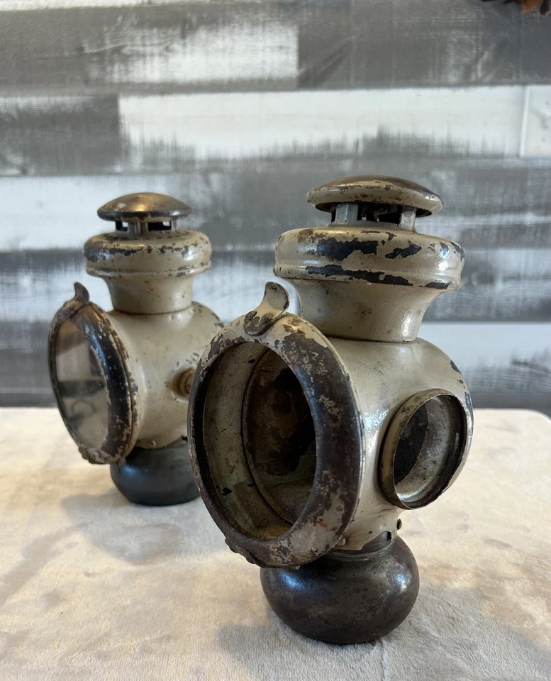 Juego de pares de luces de capucha de aceite de queroseno Ford modelo T de colección Rat Rod raro soporte de duelo Foto 3 de 4