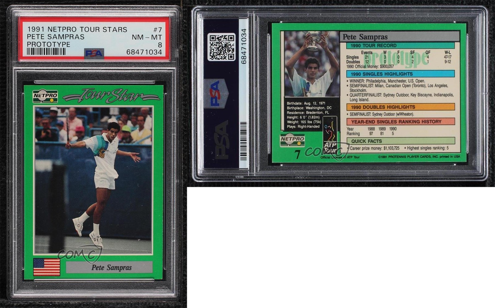 1991 NetPro Tour Stars Prototype Pete Sampras #7 Rookie RC HOF 0jk3 view 3