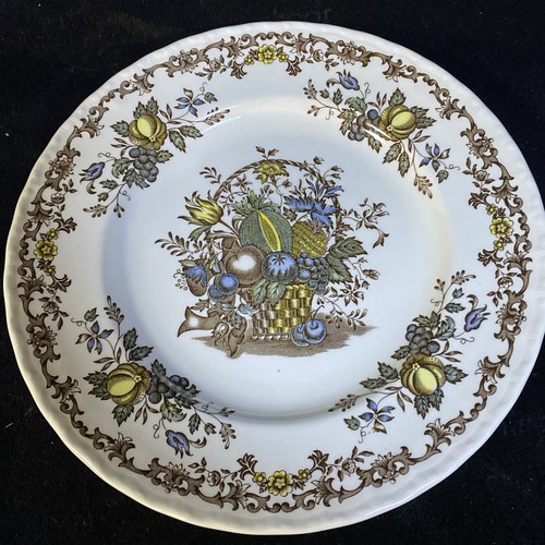 6x Speiselteller + Platte Royal Tudor Stoke-on-Frent England Fruits & Flowers - Bild 5 von 6