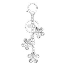 Flower Initial Keychain, Cute Flower Purse Keychain Charms, Silver  Letter U
