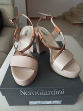 Sandali estivi in pelle Nero Giardini color cipria tacco 11 n.38