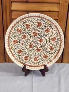 Vintage Turkish Ceramic Wall Plate Hand Painted 10.25" Ottoman Iznik Floral Art