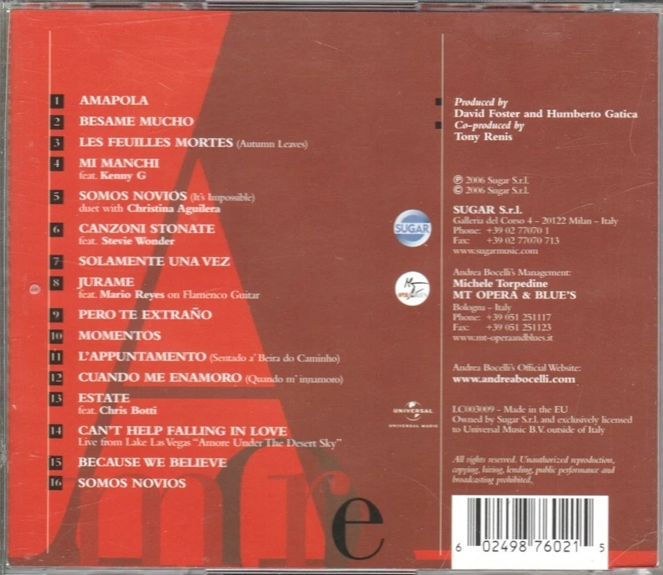 Andrea Bocelli Amore CD Europa Universal Music 2006 9876021 - Bild 2 von 3