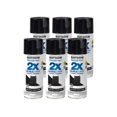 Rust-Oleum 334026-6PK Painter's Touch 2X Ultra 12 Ounce (Pack of 6), Black