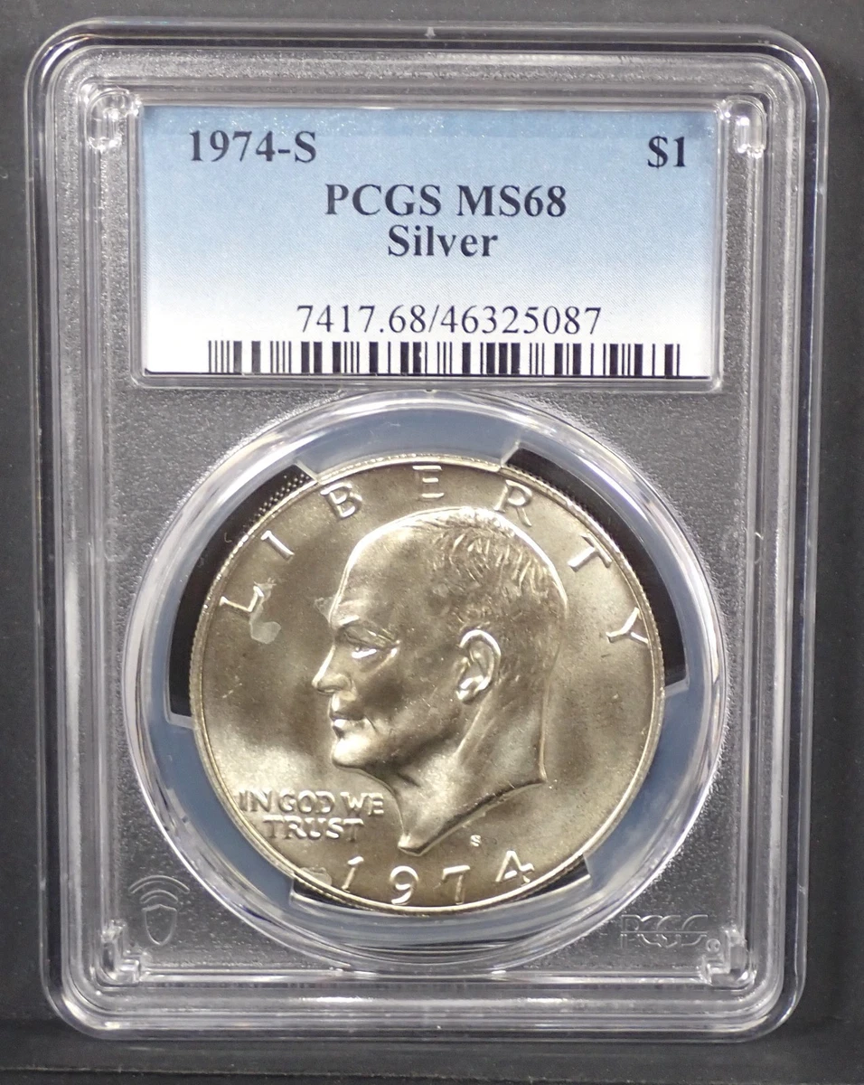 PCGS Certified MS 68 Graded 1974 Eisenhower Dollars (1971-1978