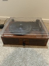Udreamer Vinyl Record Player 3-Speed Turntable Built-In Speakers Wood Grain ASIS