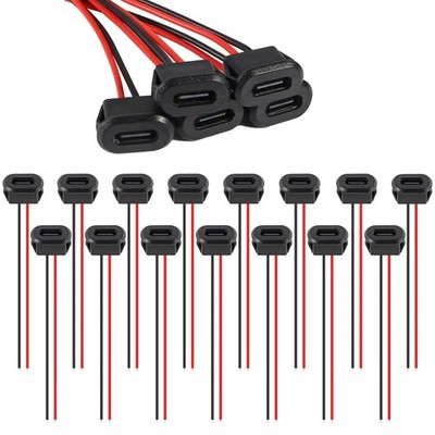5/10/20pcs Waterproof Type-C Female Chassis Socket Connector 2 Pin Charging Port