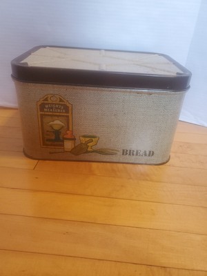 14×8'' Vintage metal bread box USA brown/ tan- great decor! kitchen functional 