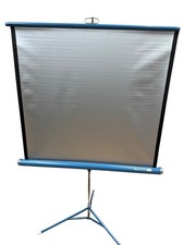 Vintage Da-Lite Silver Flyer Portable Projector Screen Retractable w/Tripod