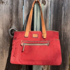 Coach Hampton Red Canvas Diaper Tote Bag Leather Trim Style D04K-5975