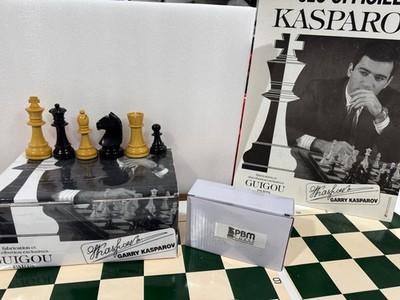 GM GARRY KASPAROV CHESS SET 3.75'' KING EBONIZED DOUBLE WEIGHTED IN GIFT BOX