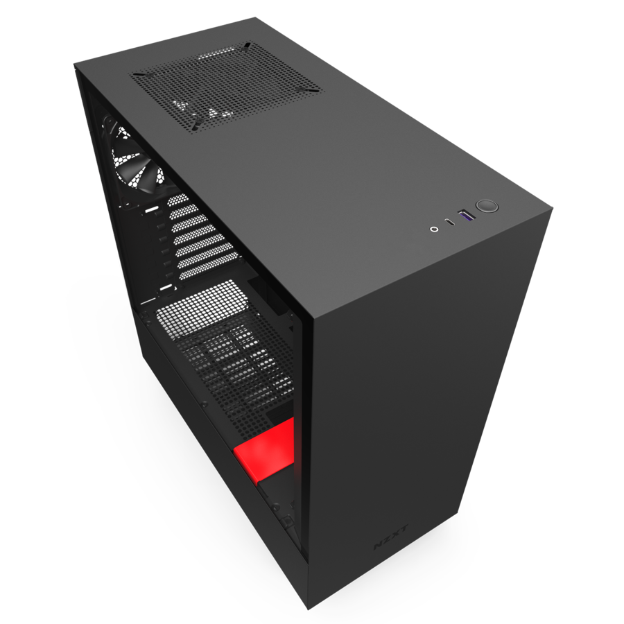 NZXT H510 Matte Black/Red Computer Case Mid Tower ATX Tempered 