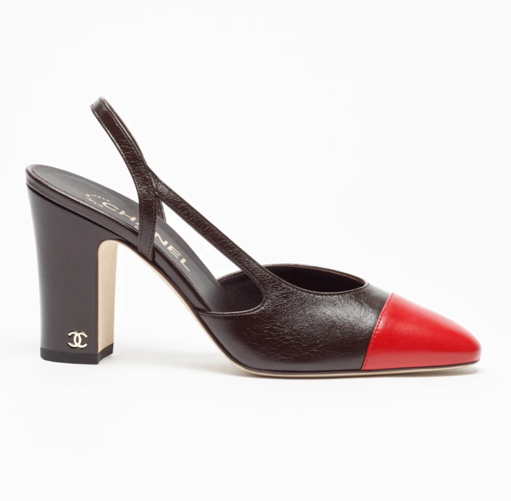 CHANEL Slingback High (3-3.9 in) Heel Height Leather Upper Heels