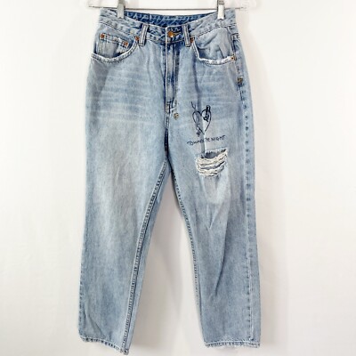 Ksubi CHLO WASTED HEARTBURN Jeans Size 28 Blue Distressed Cropped Sharpie  Sketch