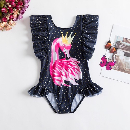 Summer 1-5 years Girls Swimsuit One Piece Swimsuit Flower Leopard Printing - Picture 18 of 25