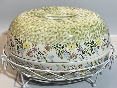 Temptations By Tara BOUQUET Easter EGG Baking DISH Casserole Bowl Wire Basket