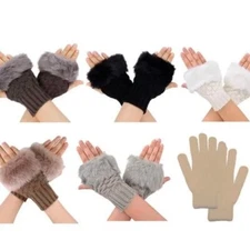 Ladies' Fashion Fingerless Faux Fur Gloves]