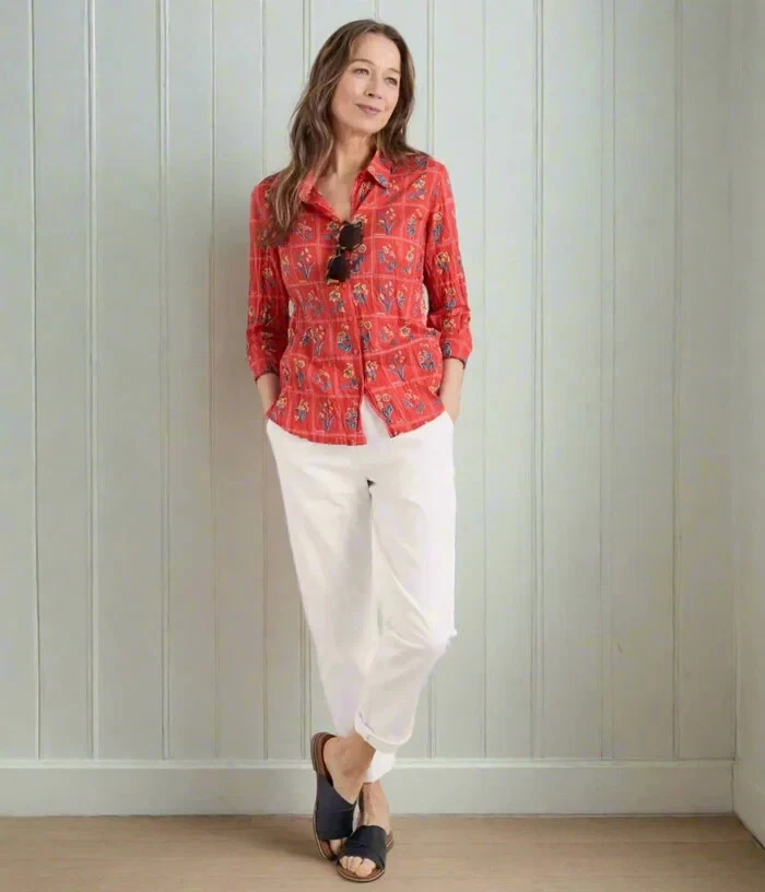 Ex Seasalt Larissa Shirt Womens Orange Floral 100% Organic Cotton Button-Up Boho
Opens in a new wind