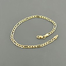 10K YELLOW GOLD 3.5mm FIGARO LINK 7.5" BRACELET FREE SHIPPING GIFT BOX