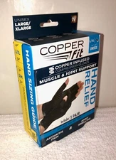 CopperFit Copper Infused Compression Fit Gloves L/XL Pain Relief Black GENUINE