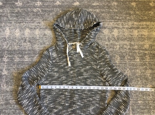 Fabletics Womens S Sweater Hoodie Knit Black White Chunky Extra Long EUC K5 - Picture 3 of 8