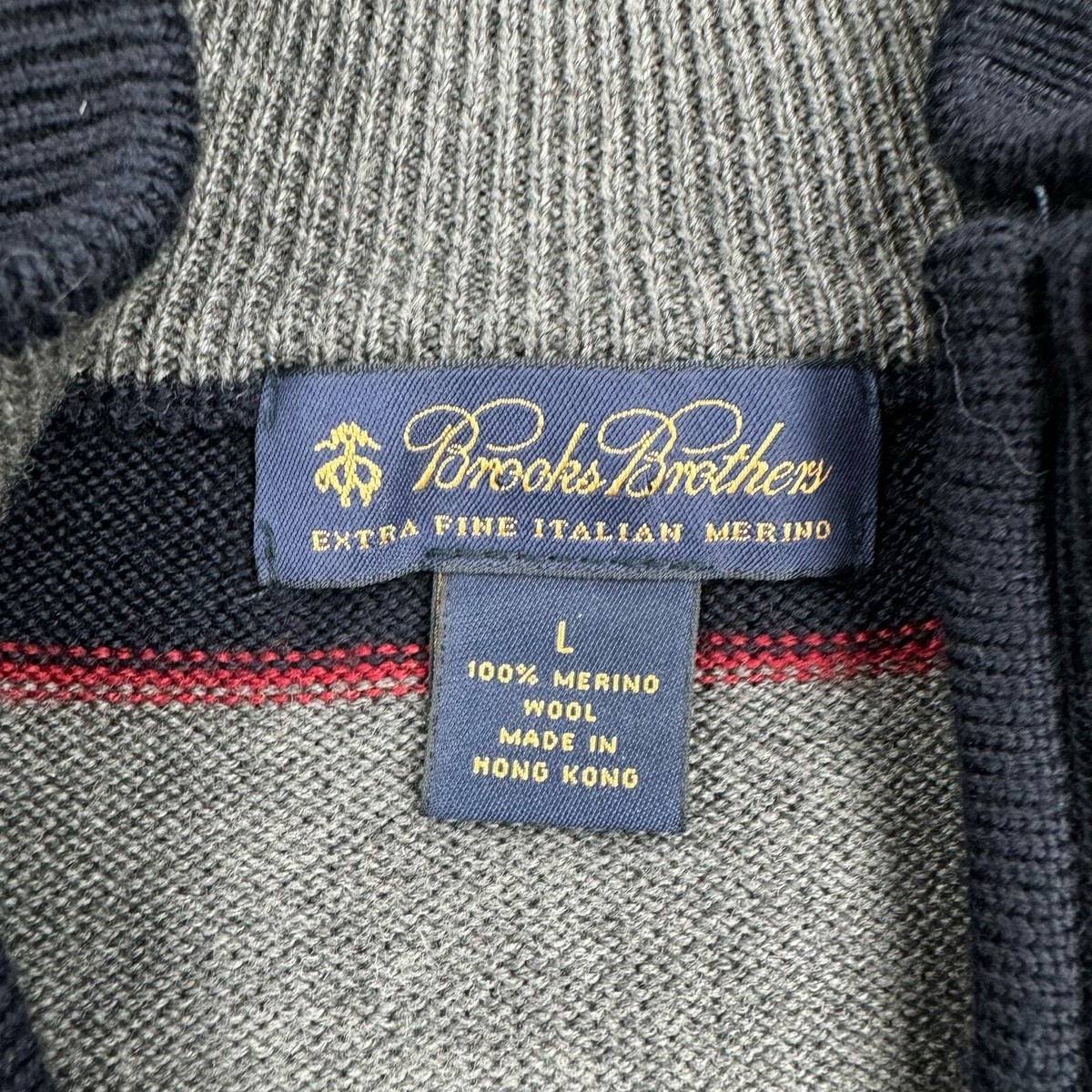 Vintage Brooks Brothers Sweater Size Large Black Grey Merino Wool