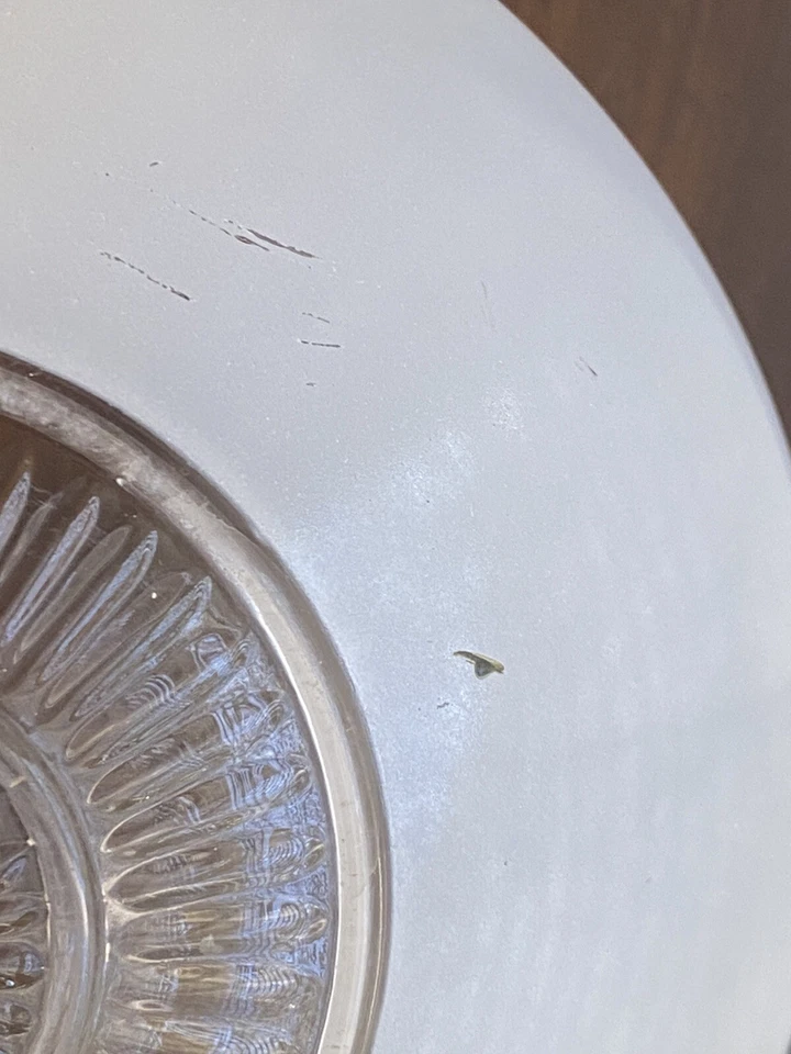 Vintage Schoolhouse Light 1/2 Clear Holophane & 1/2 Milk Glass Shade - Image 3 of 4