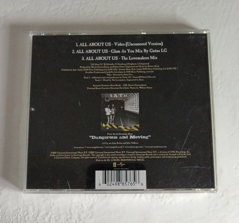 t.A.T.u. All About us DVD Single Music Pop Rock Electronic Disc Banned 2005 Rare Foto 3 de 4