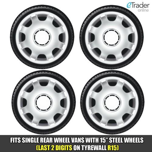 15" VW T4 Wheel Trims Volkswagen Transporter Van Hubcaps QTY 4 Silver