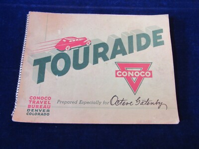 1937 Touraide Conoco Travel Bureau Flint MI to Yellowstone Road Map/Guide J20