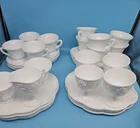 Vintage Milk Glass Dessert Plate Tea Coffee Cup  24 Piece Set