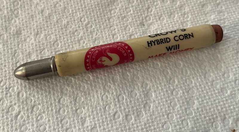 Vintage Advertising Bullet Pencil - Crow's Hybrid Corn - Milford Illinois