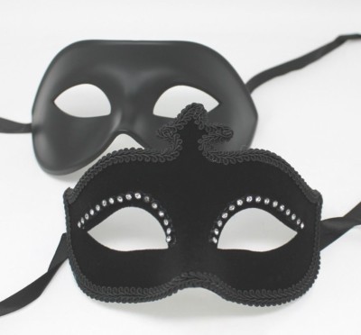 SEIN PAAR PAARE SCHWARZE VENEZIANISCHE MASKERADE MIT SCHMUCKSTEINEN PARTY AUGENMASKEN