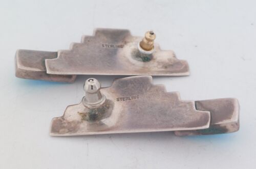 Vintage Indianer natürliche Türkis Sterling Ohrstecker - 42 mm - Bild 4 von 5