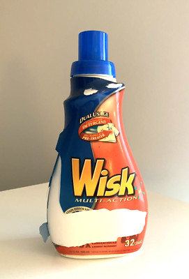 Wisk Laundry Detergent Multi-Action Original Clean 32 oz NOS Label Damaged