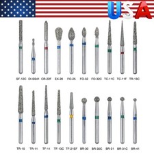 100pcs AZDENT Dental Diamond Burs Drill Medium FG For High Speed Handpiece 1.6mm