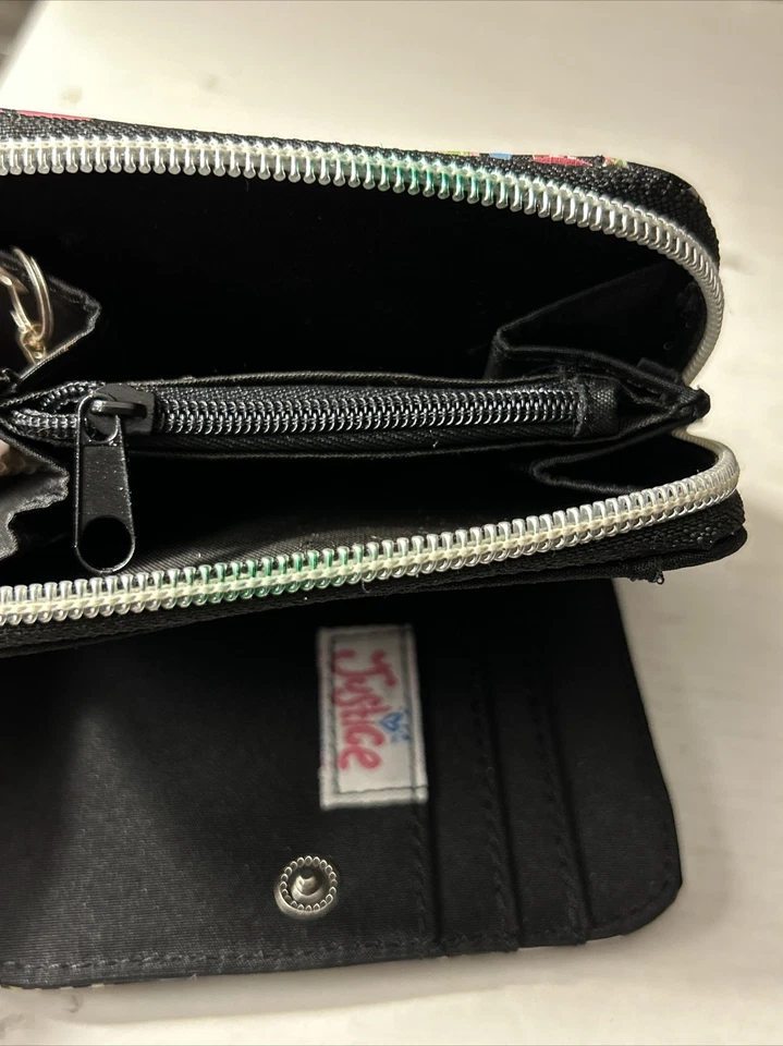 Vintage Justice Wallet Coin Purse Anime Unicorn Rainbow Zipper Black - Image 4 of 4