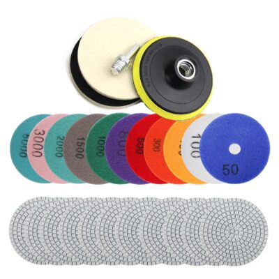 Marble Polishing Kit 4-inch Diamond Polishing Pads 12 Pieces Wet/Dry Granite ...