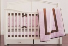 Tiddliwinks Luxe 100 Cotton Pink  Brown Stripe Fitted Crib Sheet NIP