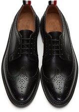 Men Handmade Black Leather Oxford Lace Up Wingtip Formal Dress Shoe