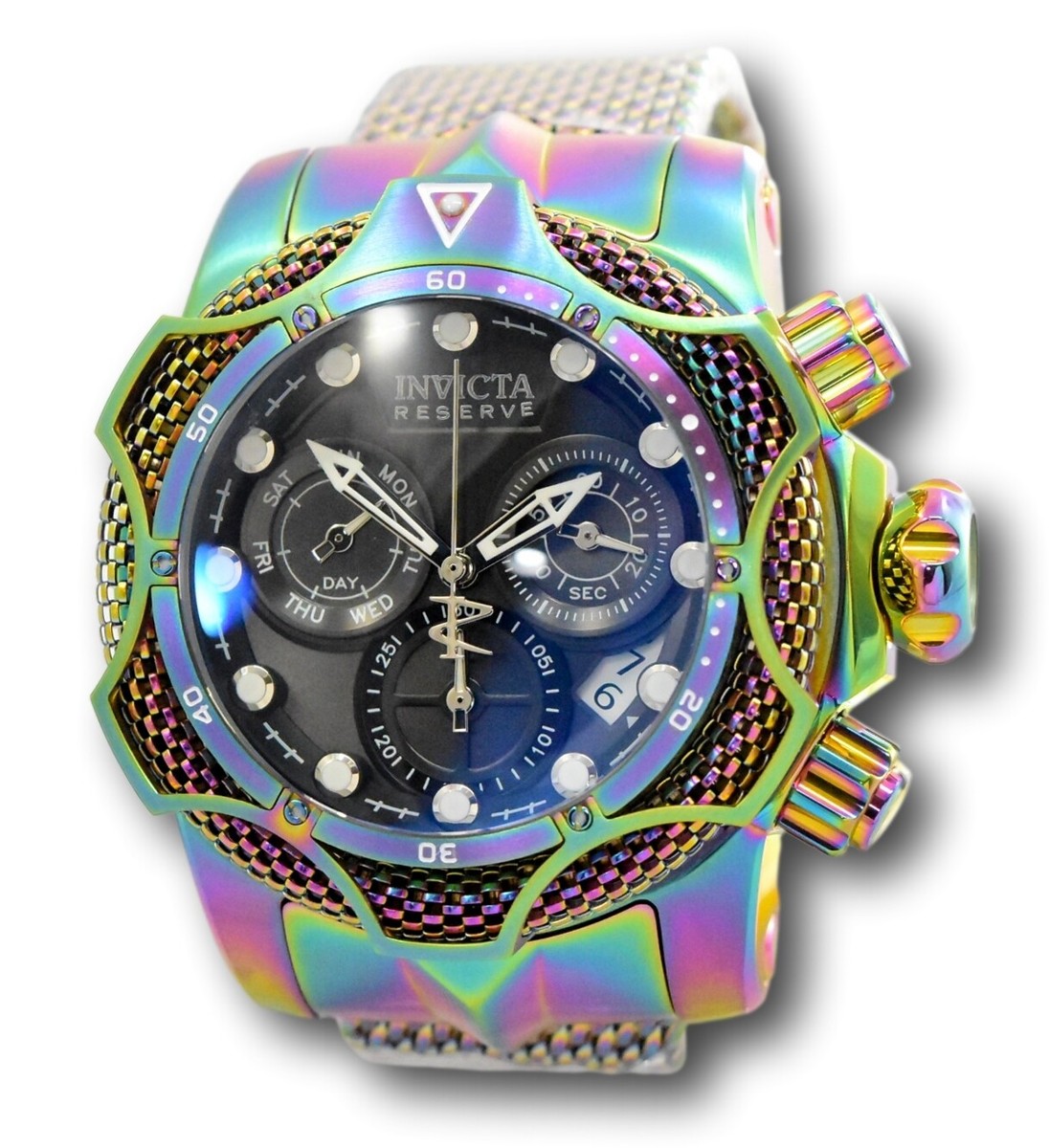 【レインボー】蝕像水晶 70×50×30mm Invicta Reserve Venom Rainbow Iridescent Mens 52mm Mesh Swiss