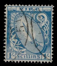 IRELAND GVI SG122, 1s light blue, FINE USED. Cat £28.