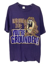 Vintage TAZ 1995 Warner Bros Sleep T-shirt M Purple Dads Quote Youre Grounded